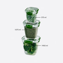 تحميل الصورة في عارض المعرض، Food Storage Containers - Plastic Sealed High Square Set of 3 (575 - 1075 - 1900 ml)