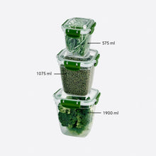 تحميل الصورة في عارض المعرض، Food Storage Containers - Plastic Sealed High Square Set of 3 (575 - 1075 - 1900 ml)