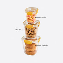 تحميل الصورة في عارض المعرض، Food Storage Containers - Plastic Sealed High Square Set of 3 (575 - 1075 - 1900 ml)