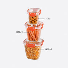 تحميل الصورة في عارض المعرض، Food Storage Containers - Plastic Sealed High Square Set of 3 (575 - 1075 - 1900 ml)c