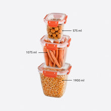 تحميل الصورة في عارض المعرض، Food Storage Containers - Plastic Sealed High Square Set of 3 (575 - 1075 - 1900 ml)c