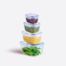 Load image into Gallery viewer, Food Storage Containers Set (550, 1000, 1800 & 3000 ml.) - Plastic Sealed Rectangular Storage Containers Set Of 4