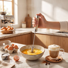 تحميل الصورة في عارض المعرض، 1 Pc Semi-Automatic Egg & Cappuccino Beater (27x5cm) | Hand-Push Rotary Whisk & Milk Frother