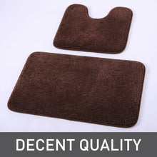 تحميل الصورة في عارض المعرض، 2-Piece Bath Rug Set - Luxury Shaggy Plush Floor Mat & U-Shaped Toilet Contour (50x80 cm & 50x50 cm) - Brown