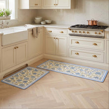 Load image into Gallery viewer, Anti-Slip 2-Piece Quick-Dry Kitchen & Bathroom Mat Set (40x60cm & 40x120cm) | Blue Floral Floor Protection Rugs