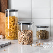 تحميل الصورة في عارض المعرض، Glass Storage Container with Stainless Steel Lid - 640 ml Airtight Kitchen Storage Jar