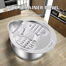 Load image into Gallery viewer, Silver rice strainer bowl with kitchen background