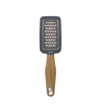 Load image into Gallery viewer, A stainless steel cheese grater with a grey handle and a etched grating surface, isolated on a white background.