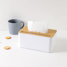 Load image into Gallery viewer, Tissue Box - Plastic with Wooden Cover & Mobile Slot - Paper Napkin Holder Case