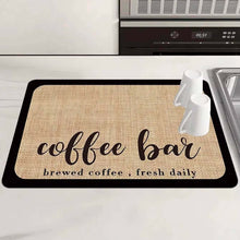 Load image into Gallery viewer, Kitchen mat with 'coffee bar' text on a kitchen counter.