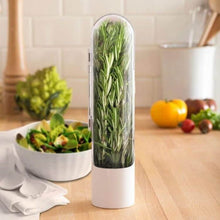 Load image into Gallery viewer, Herb fridge capsule with fresh rosemary, ideal for preserving herbs and keeping vegetables moist.