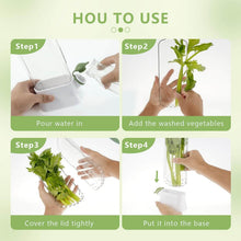 Load image into Gallery viewer, Step-by-step guide on using the Herb Fridge Capsule for storing fresh vegetables.