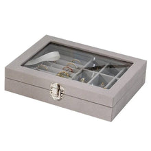 Load image into Gallery viewer, Gray jewelry box with compartments on a white background