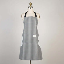 Load image into Gallery viewer, Gray striped apron on a mannequin against a plain background