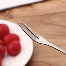 Load image into Gallery viewer, Fruit Fork - Kitchen Expert Stainless Steel Set of 6 Fruit Picks - Mini Snack & Dessert Forks - Hammered Design Appetizer Picks