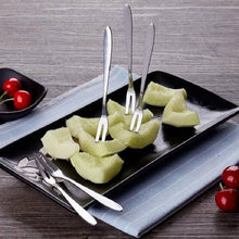 Load image into Gallery viewer, Fruit Fork - Kitchen Expert Stainless Steel Set of 6 Fruit Picks - Mini Snack & Dessert Forks - Hammered Design Appetizer Picks