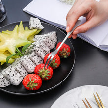 Load image into Gallery viewer, Fruit Fork - Kitchen Expert Stainless Steel Set of 6 Fruit Picks - Mini Snack & Dessert Forks - Hammered Design Appetizer Picks