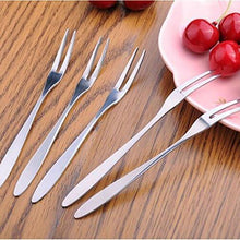 Load image into Gallery viewer, Fruit Fork - Kitchen Expert Stainless Steel Set of 6 Fruit Picks - Mini Snack & Dessert Forks - Hammered Design Appetizer Picks