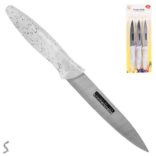 Load image into Gallery viewer, Fruit knife with speckled handle and packaging in the corner