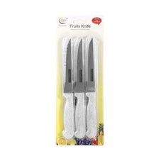 Load image into Gallery viewer, Set of three fruit knives in packaging with brand logo on a white background