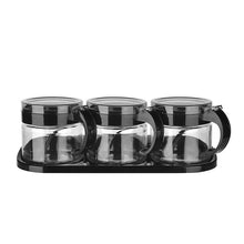 Load image into Gallery viewer, Glass Food Storage Containers with Spoons and Tray - Lily Spice Set of 3 Pcs x 300 ml.