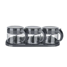 Load image into Gallery viewer, Glass Food Storage Containers with Spoons and Tray - Lily Spice Set of 3 Pcs x 300 ml.