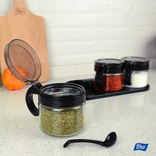 Load image into Gallery viewer, Glass Food Storage Containers with Spoons and Tray - Lily Spice Set of 3 Pcs x 300 ml.