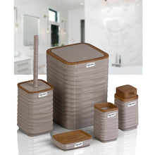 تحميل الصورة في عارض المعرض، طقم اكسسوارات حمام - طقم حمام ديكور 5 قطع (لونا) - إطار خشبي