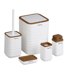 تحميل الصورة في عارض المعرض، طقم اكسسوارات حمام - طقم حمام ديكور 5 قطع (لونا) - إطار خشبي