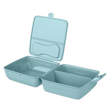 Load image into Gallery viewer, Two light blue food containers with lids on a white background