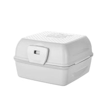 Load image into Gallery viewer, White pet carrier with a textured surface on a white background