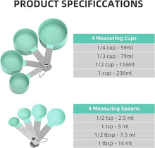 Load image into Gallery viewer, Measuring Cups & Spoons - 8 Pcs stainless Steal Measuring Cups & Spoons Set
