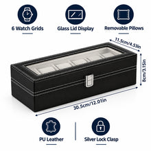 Load image into Gallery viewer, Black jewelry box with dimensions displayed on a white background