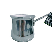 Load image into Gallery viewer, Silver pot with a handle on a light gray background