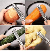 Load image into Gallery viewer, Peelers - 3 in 1 Multifunctional Vegetable / Fruit Peelers - Stainless Steel Peeler (Silver/Black)