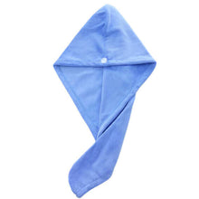 Load image into Gallery viewer, Blue towel with a button on a white background