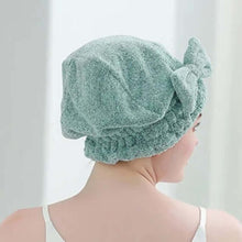 Load image into Gallery viewer, Person wearing a green towel wrap on a plain background