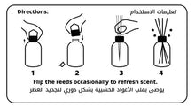 Load image into Gallery viewer, Instructions for using a diffuser with reeds on a white background