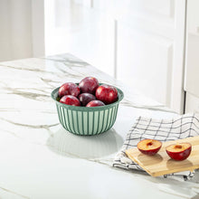 Load image into Gallery viewer, Bowls - Multi Purpose Linea Round Mixing Bowl - ( 1000 ml ) filled with fresh plums on a marble kitchen countertop.