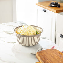 Load image into Gallery viewer, Bowls - Multi Purpose Linea Round Mixing Bowl - ( 3000 ml ) filled with fresh cauliflower on a marble countertop.