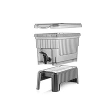 Load image into Gallery viewer, 1 Pcs Beverage Dispenser with Dual-Use Stand - Plastic Food Container For Detox and Juice 4.5 Liters parts displayed.