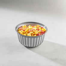 Load image into Gallery viewer, Bowls - Multi Purpose Linea Round Mixing Bowl - ( 500 ml ) filled with colorful snacks on a minimalistic background.