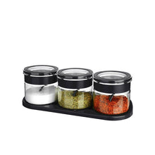 Load image into Gallery viewer, Glass Airtight Food Storage Containers with Spoons and Tray - Jarkin Spice Jar Set of 3 Pcs x 300 ml.