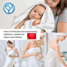 Load image into Gallery viewer, Woman holding a baby wrapped in a towel with product usage examples below.