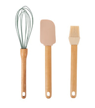 Load image into Gallery viewer, Spatulas/Utensils with Wooden Handle - Silicone Kitchen Utensil Set of 3 (Spatula - Whisk & Brush)