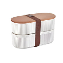Load image into Gallery viewer, Food Storage Container - Set of 2 Acrylic containers with Wooden lid ( 1000 ml. + 2000 ml. )