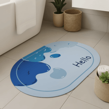 Load image into Gallery viewer, Anti-Slip Mats - Oval Bathroom Mat | Quick-Dry Rubber Shower Mat | Anti-Slip Bathtub & Shower Floor Mat (38x57cm) Hello Ocean Blue