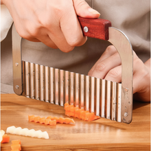 Load image into Gallery viewer, 1 Pc Durable French Fry & Vegetable Crinkle Cutter | Wavy Slicer with Wooden Handle