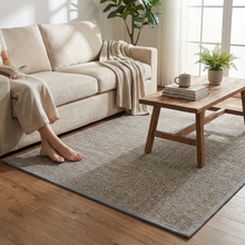 تحميل الصورة في عارض المعرض، Braided Woven Area Rug (150x90cm)| Non-Slip Washable Floor Mat - Grey x Beige