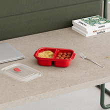تحميل الصورة في عارض المعرض، 2-Piece "Heat'n Go" Divided Food Storage Container Set (600ml) | Microwave Safe Lunch Box with Steam Vent - Red